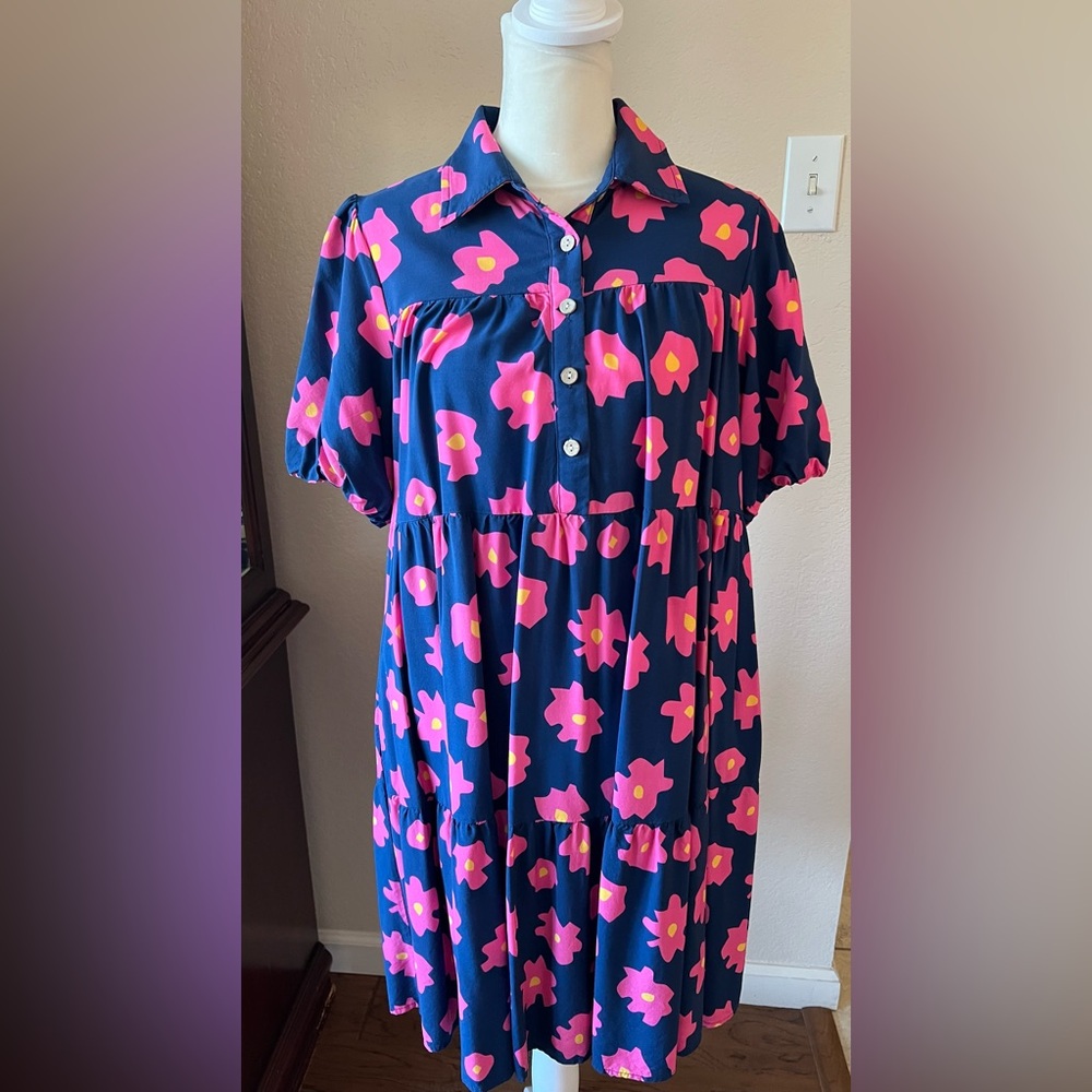 Women’s blue and pink flower dress size small